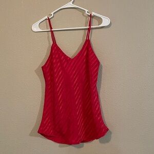 Vtg Fritzi Satin V-Neck Red Spaghetti Strap Cami